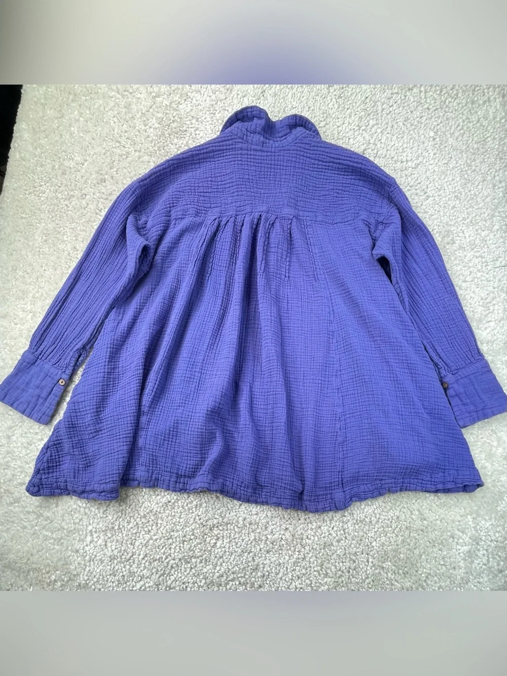 Free people purple gauze peplum top button front oversized flowy large